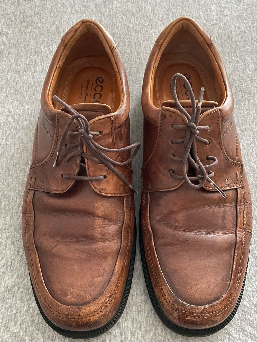 ECCO Men's Size 43 Brown Leather Lace-Up Vintage Oxford Shoes